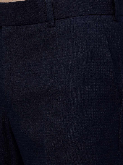 Blue Solid Slim Fit Formal Trouser | JB Studio