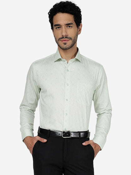 Green Printed Slim Fit Formal Shirt | Metal