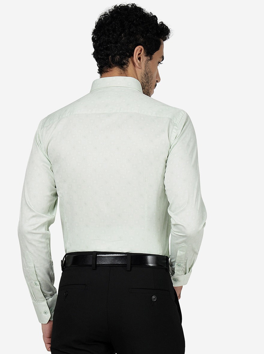 Green Printed Slim Fit Formal Shirt | Metal