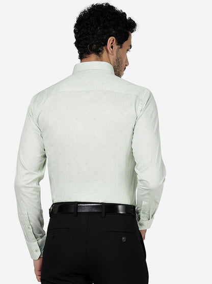 Green Printed Slim Fit Formal Shirt | Metal