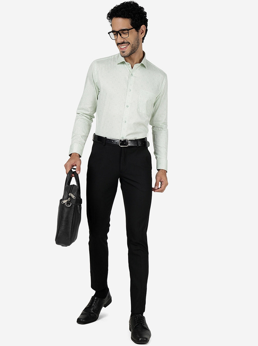 Green Printed Slim Fit Formal Shirt | Metal