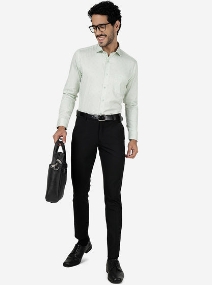 Green Printed Slim Fit Formal Shirt | Metal