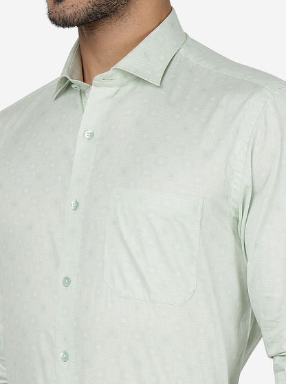 Green Printed Slim Fit Formal Shirt | Metal