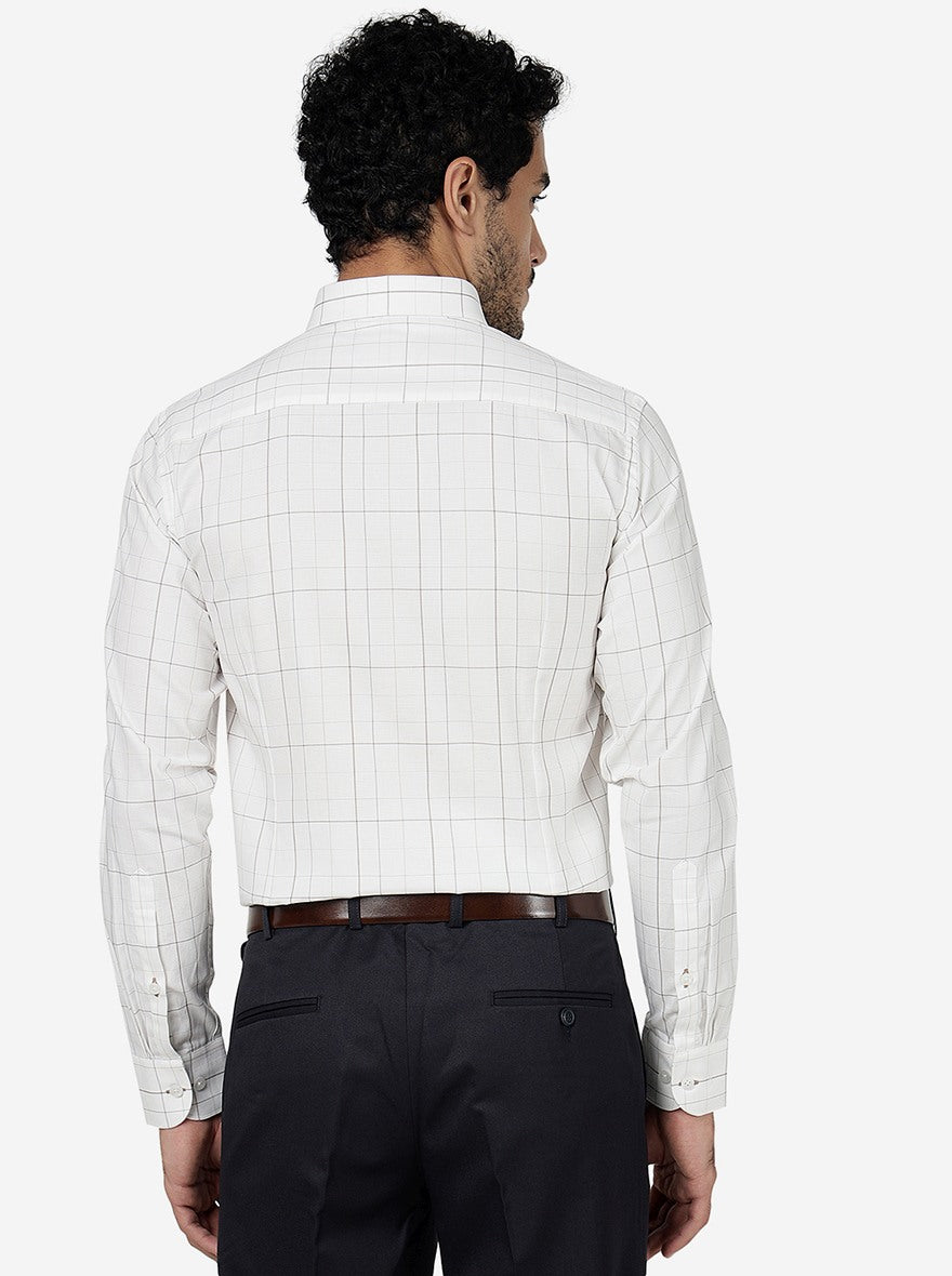 White Checked Slim Fit Formal Shirt | Metal