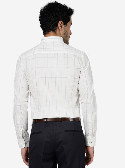 White Checked Slim Fit Formal Shirt | Metal