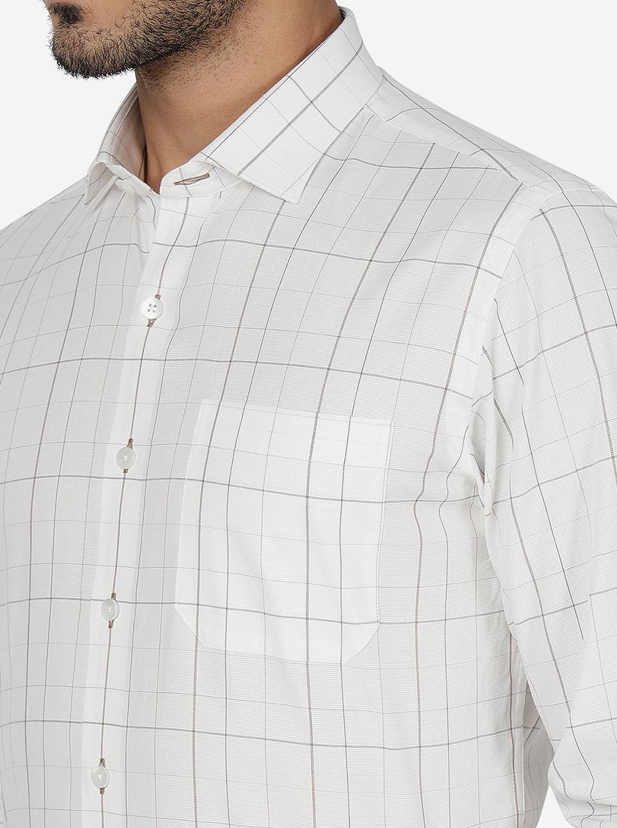 White Checked Slim Fit Formal Shirt | Metal