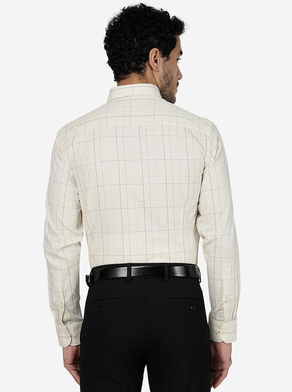 Yellow Checked Slim Fit Formal Shirt | Metal