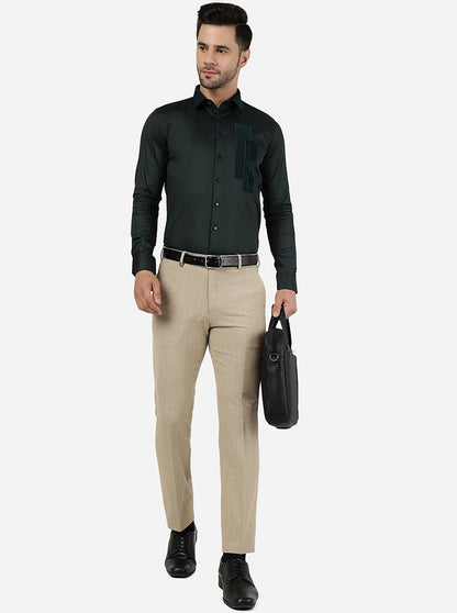 Bottle Green Solid Slim Fit Party Wear Shirt | JB Studio