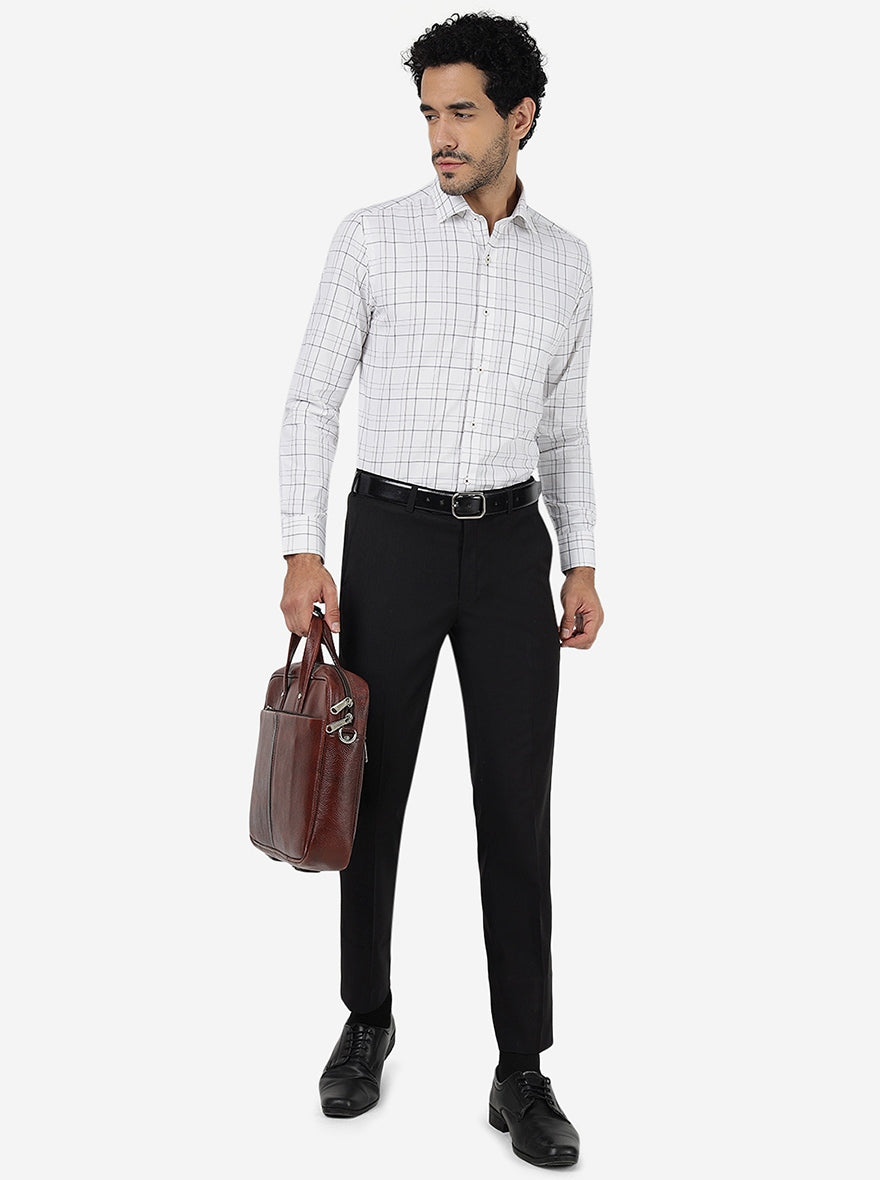 White Checked Slim Fit Formal Shirt | Metal