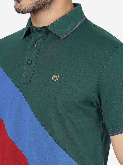 Multicolor Striped Slim Fit Polo T-Shirt | JadeBlue