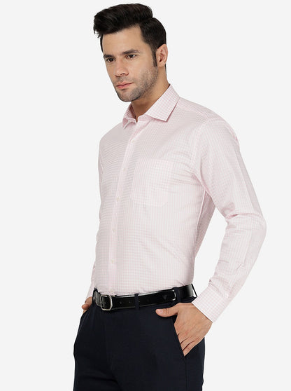Pink Checked Regular Fit Formal Shirt | JadeBlue