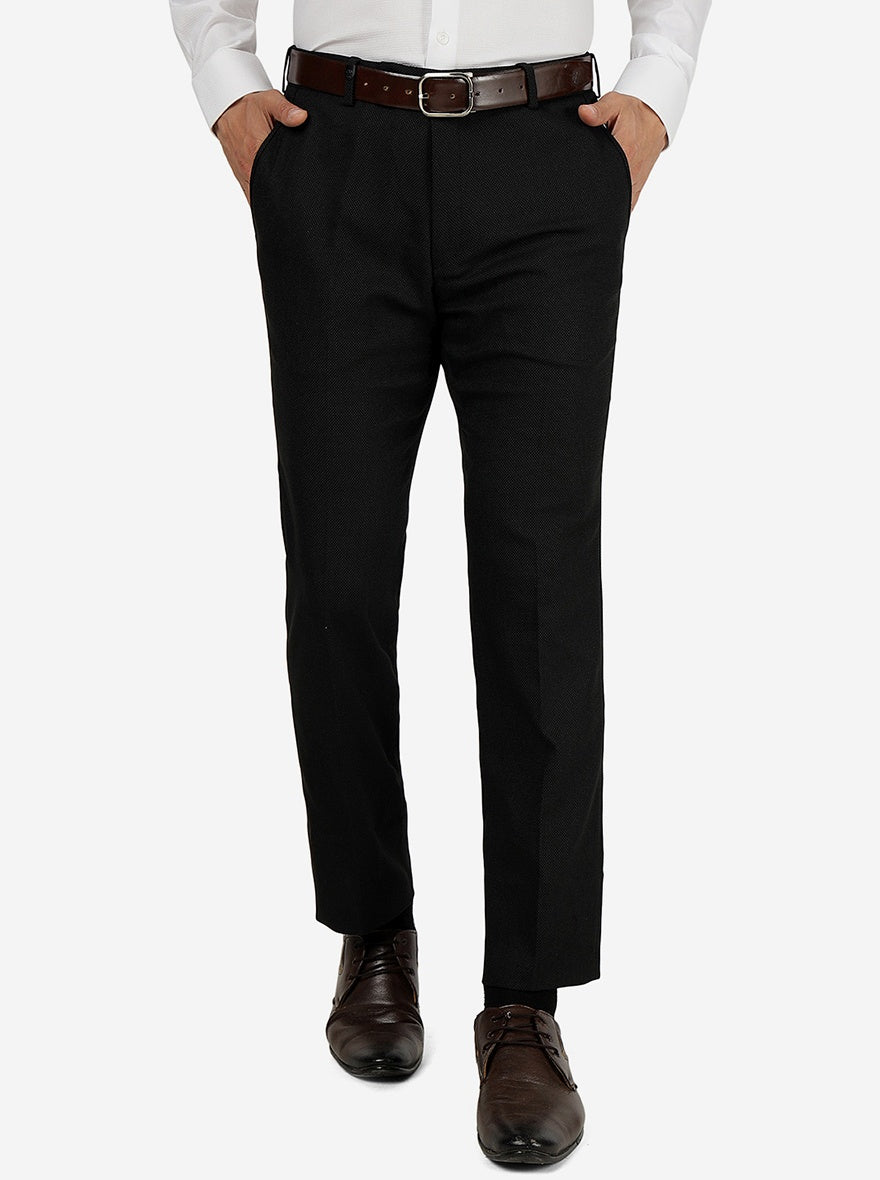 Black Solid Slim Fit Formal Trouser | JB Studio