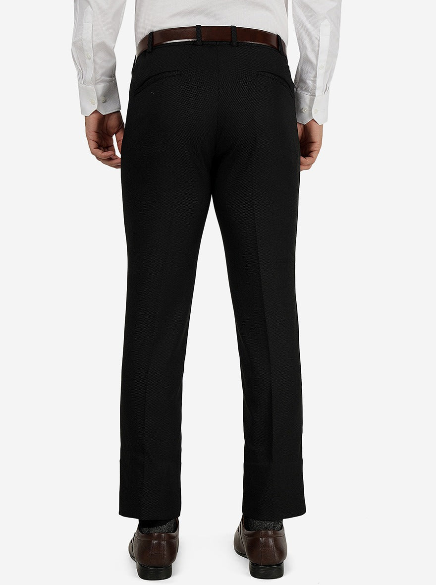 Black Solid Slim Fit Formal Trouser | JB Studio