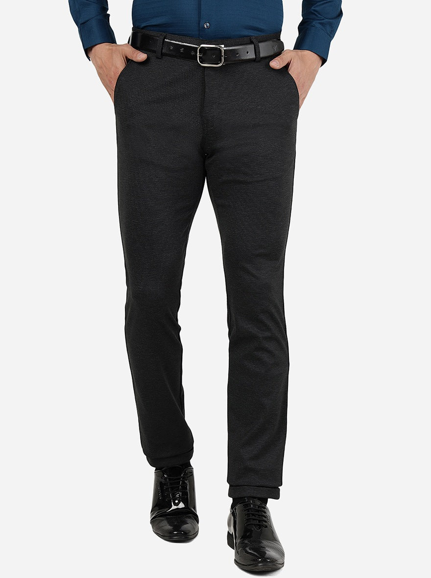 Black Solid Slim Fit Club Wear Trouser | JB Studio