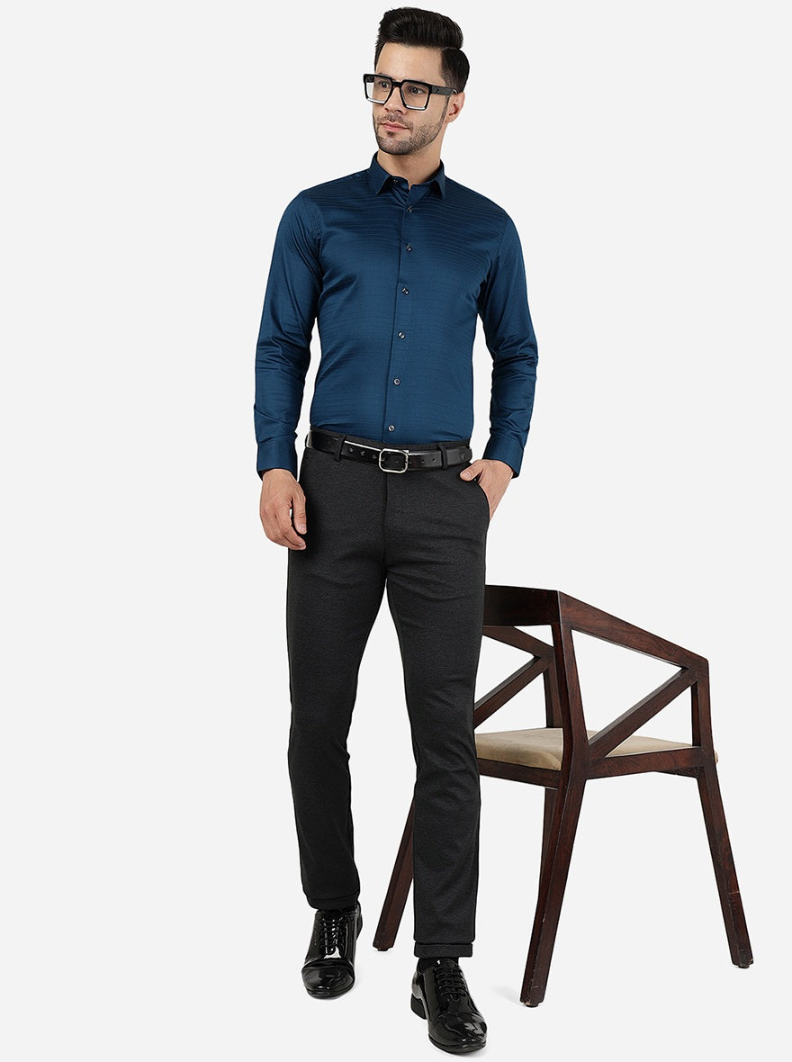 Black Solid Slim Fit Club Wear Trouser | JB Studio