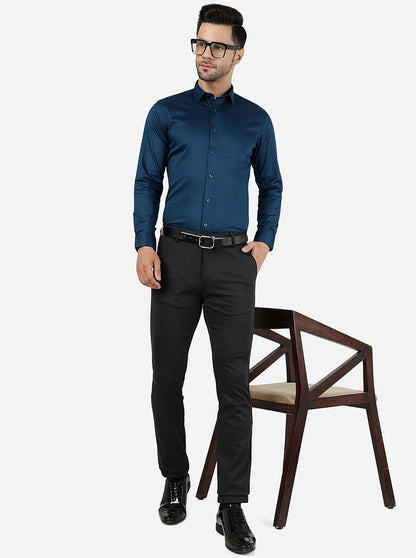Black Solid Slim Fit Club Wear Trouser | JB Studio