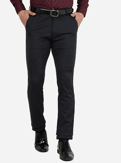 Navy Blue Solid Slim Fit Club Wear Trouser | JB Studio