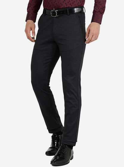 Navy Blue Solid Slim Fit Club Wear Trouser | JB Studio