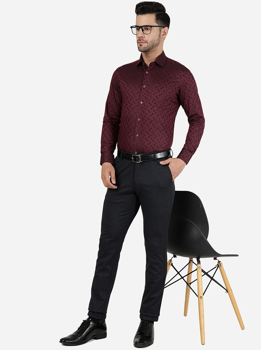 Navy Blue Solid Slim Fit Club Wear Trouser | JB Studio