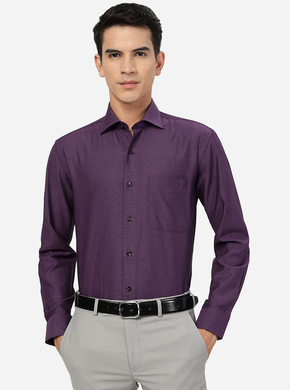 Purple Solid Slim Fit Formal Shirt | Metal