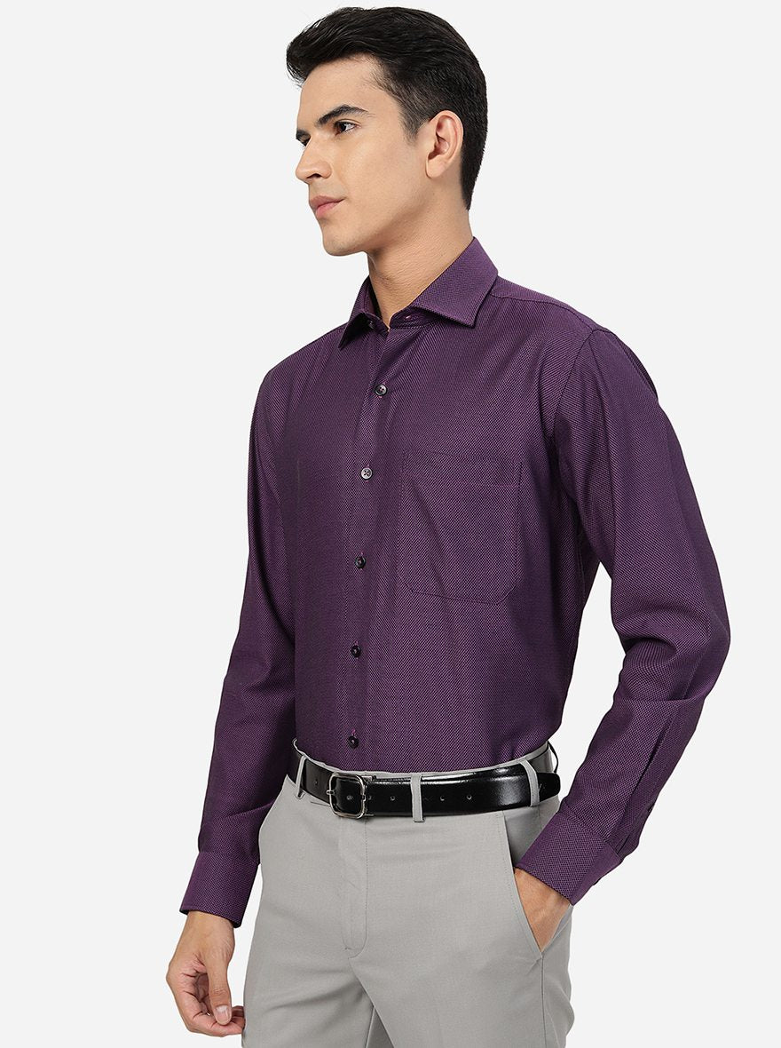 Purple Solid Slim Fit Formal Shirt | Metal