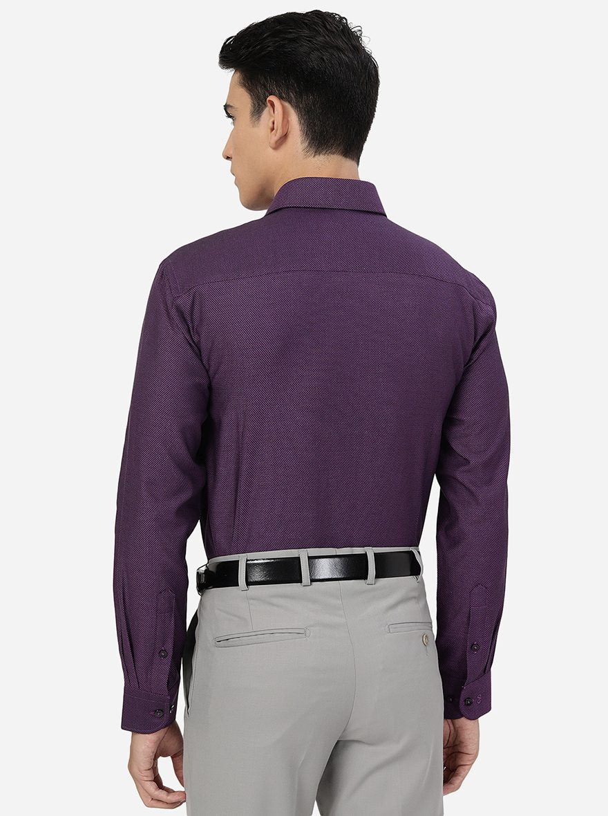 Purple Solid Slim Fit Formal Shirt | Metal