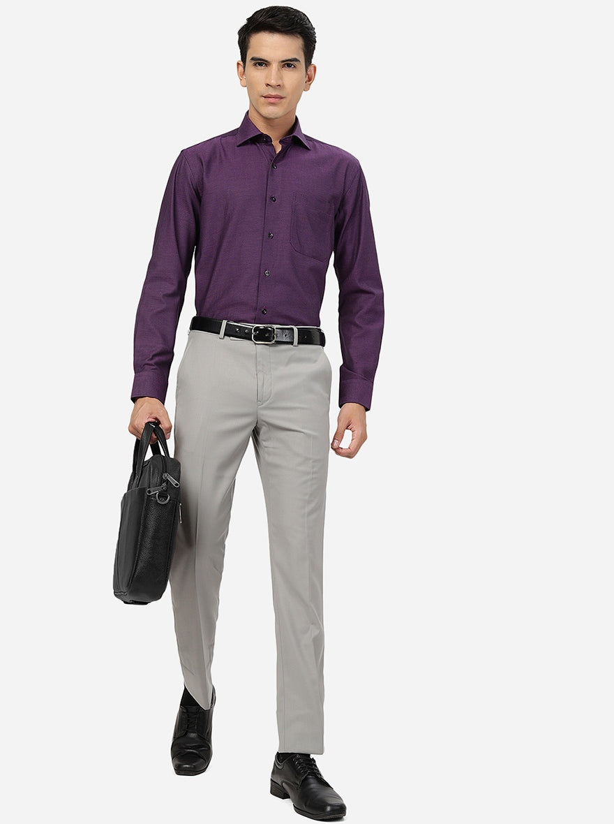 Purple Solid Slim Fit Formal Shirt | Metal