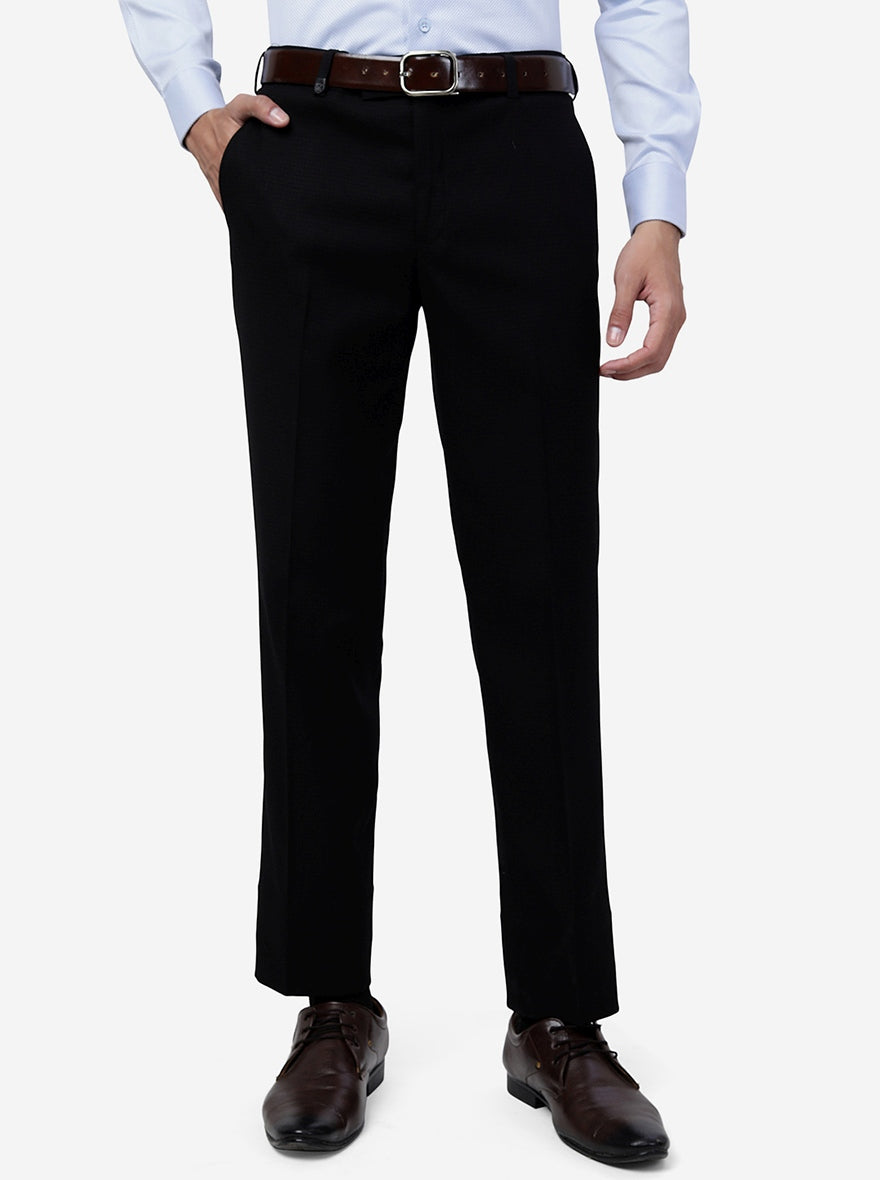 Black Solid Slim Fit Formal Trouser | JB Studio