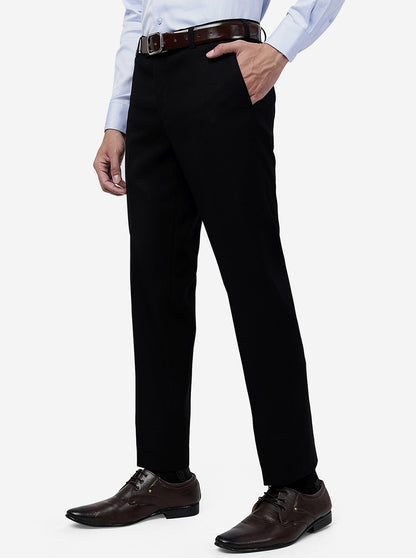 Black Solid Slim Fit Formal Trouser | JB Studio