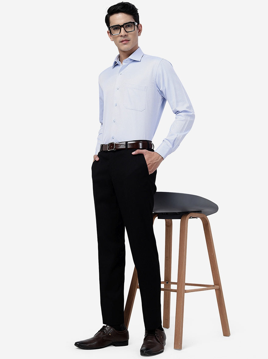 Black Solid Slim Fit Formal Trouser | JB Studio