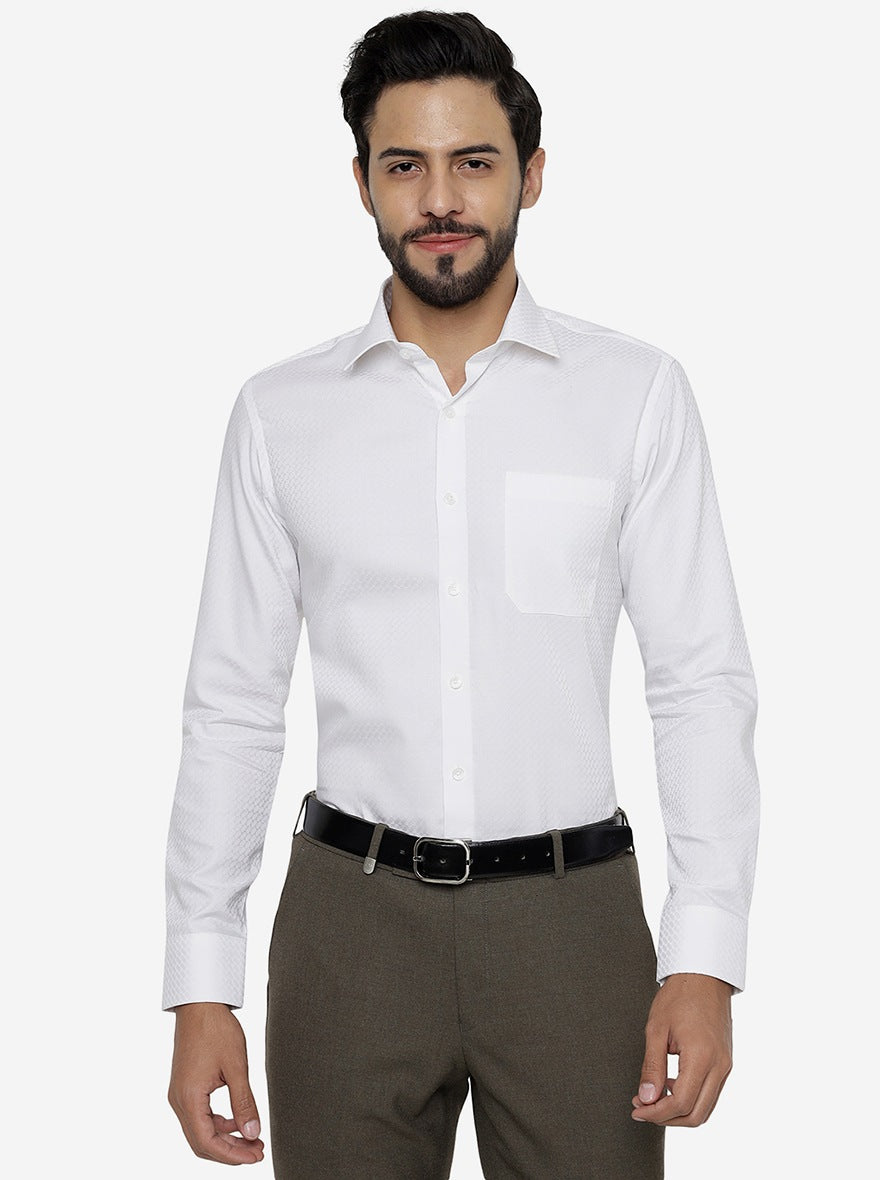 White Solid Slim Fit Formal Shirt | JadeBlue Youth