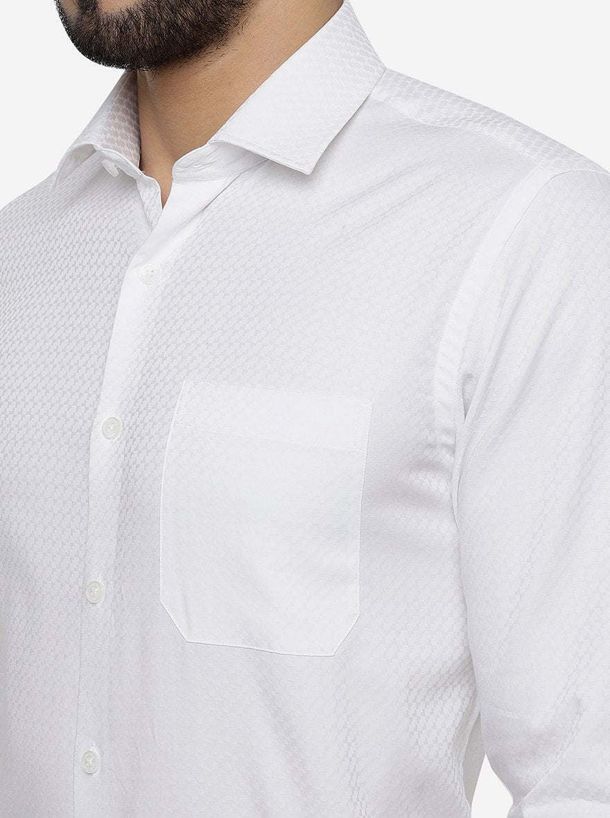 White Solid Slim Fit Formal Shirt | JadeBlue Youth