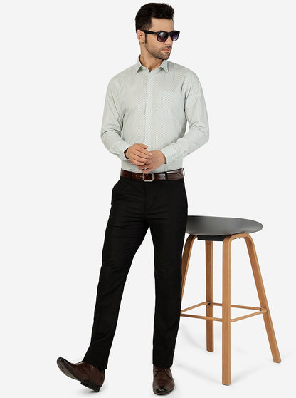 Green Printed Slim Fit Formal Shirt | Metal
