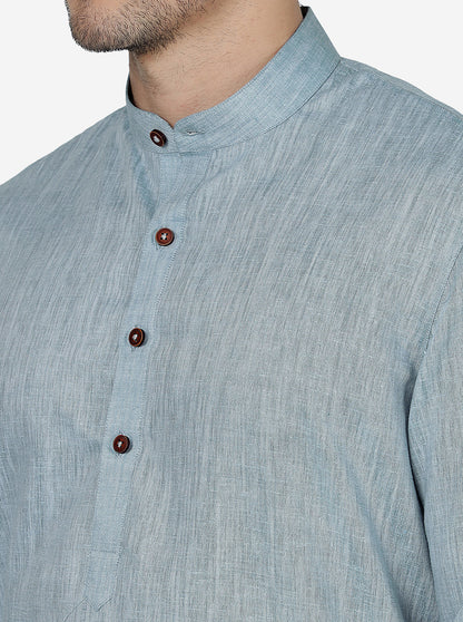 Piegeon Grey Solid Regular Fit Modi Kurta | JadeBlue
