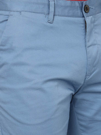 Sky Blue Solid Uno Fit Casual Trouser | JadeBlue