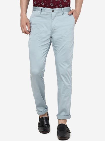 Light Blue Solid Uno Fit Casual Trouser | JadeBlue