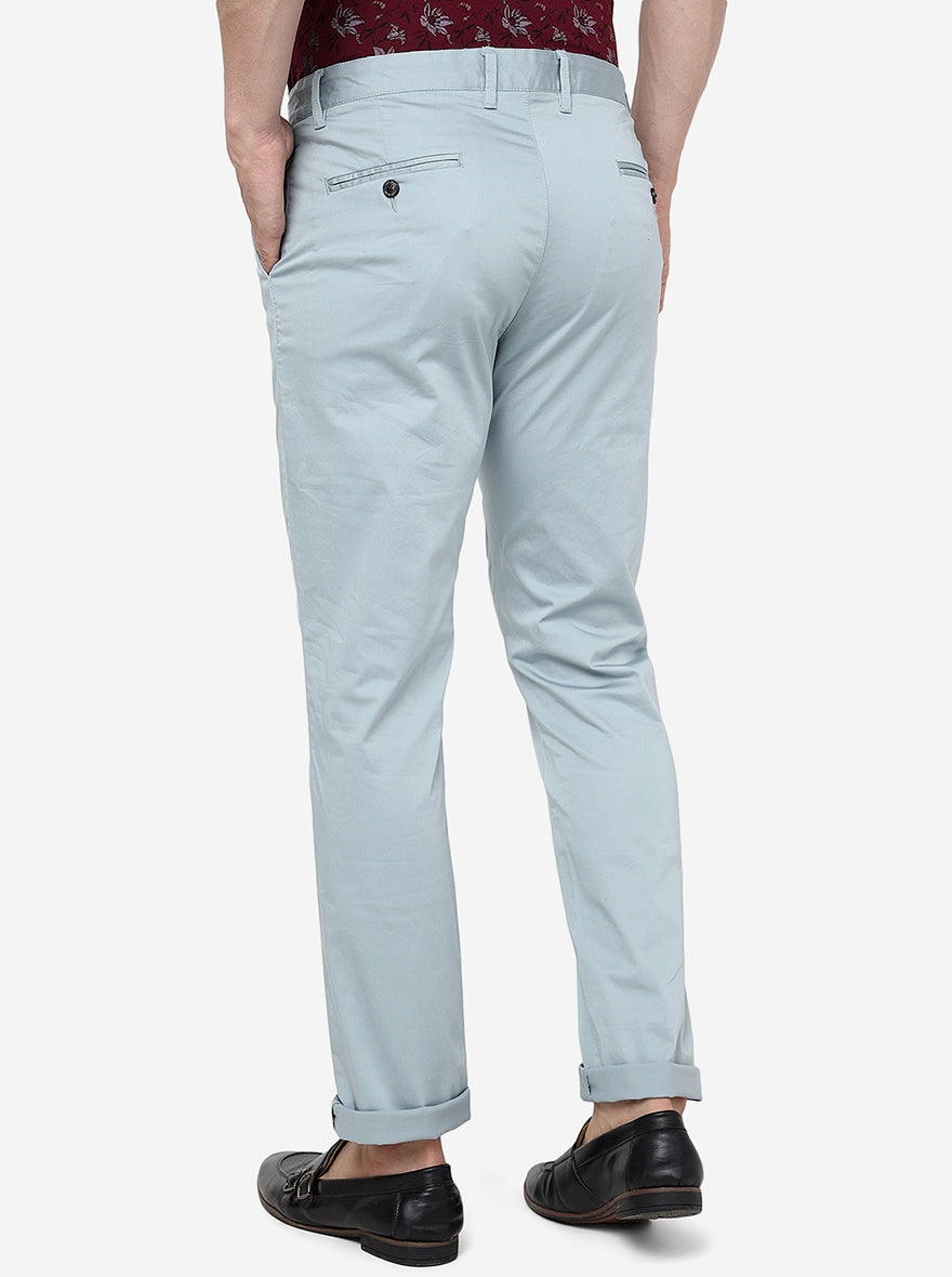 Light Blue Solid Uno Fit Casual Trouser | JadeBlue