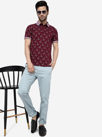 Light Blue Solid Uno Fit Casual Trouser | JadeBlue