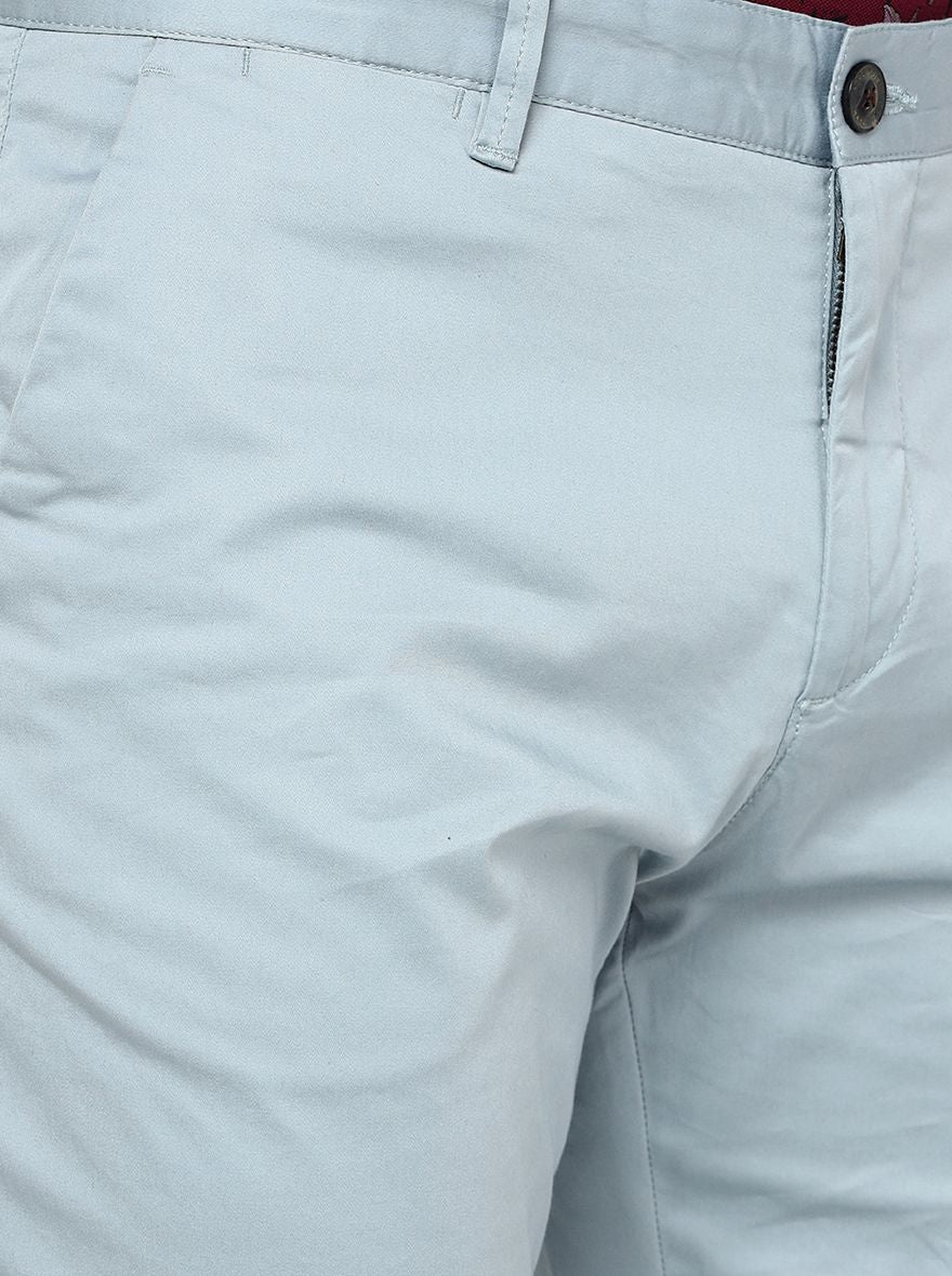 Light Blue Solid Uno Fit Casual Trouser | JadeBlue