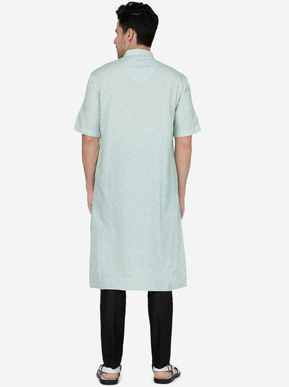 Mahendi Green Solid Regular Fit Modi Kurta | JadeBlue