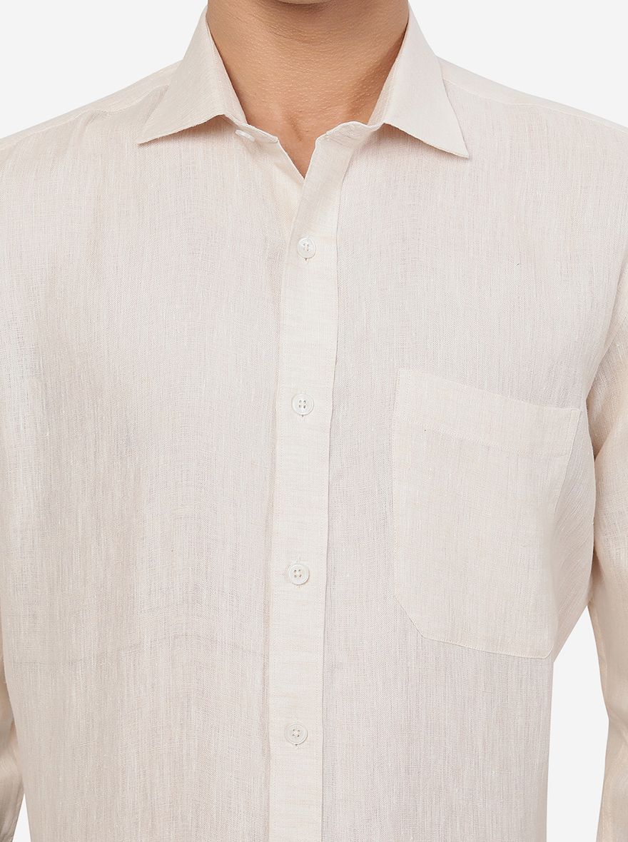 Beige Solid Regular Fit Formal Shirt | JadeBlue