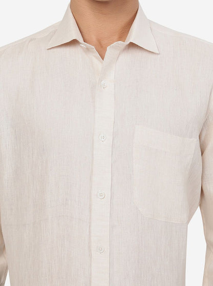 Beige Solid Regular Fit Formal Shirt | JadeBlue