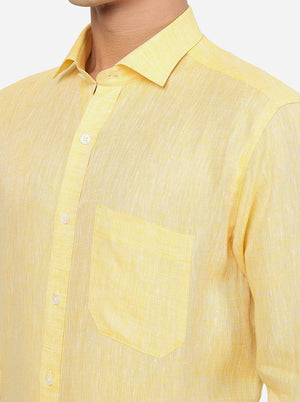 Yellow Solid Regular Fit Formal Shirt | JadeBlue
