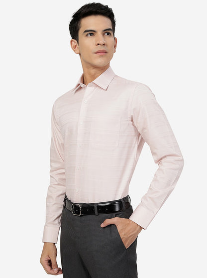 Peach Striped Slim fit Formal Shirt | JadeBlue Youth