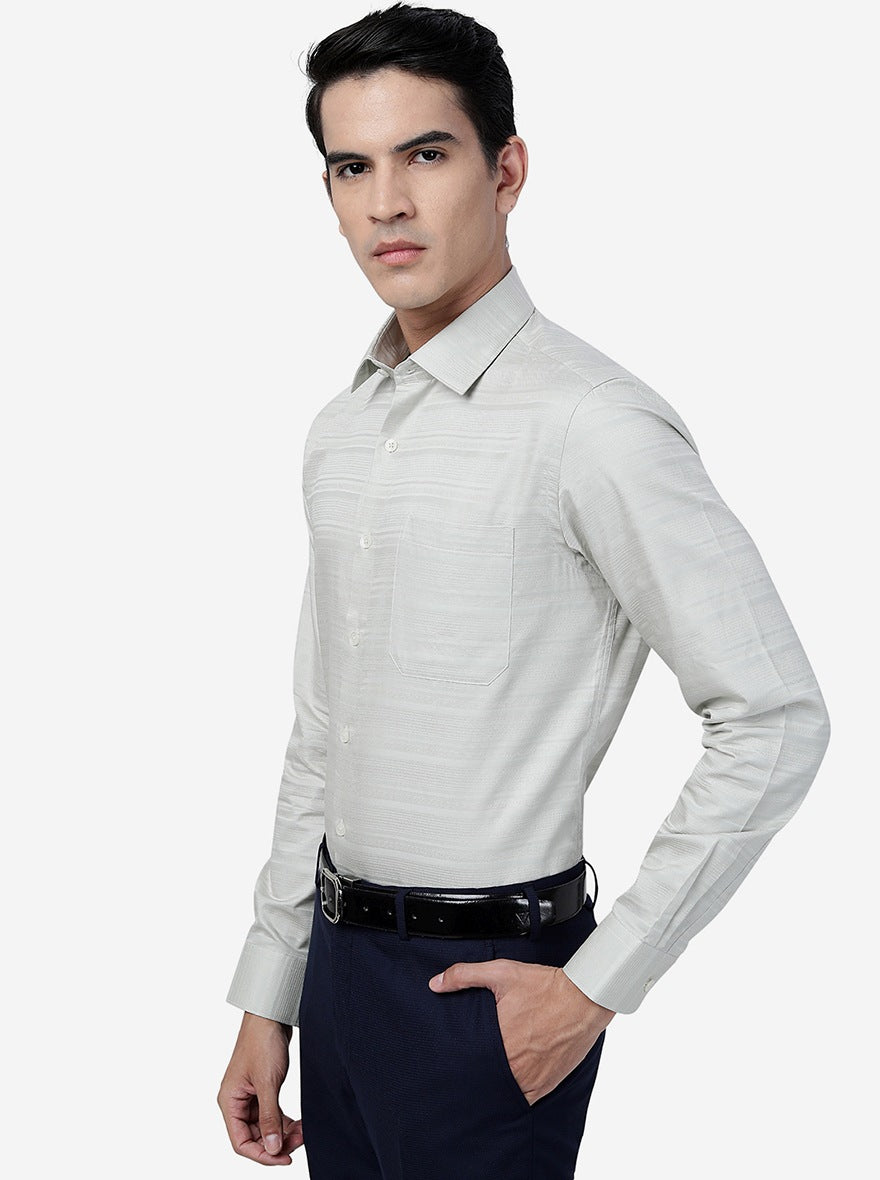 Green Striped Slim Fit Formal Shirt | JadeBlue Youth