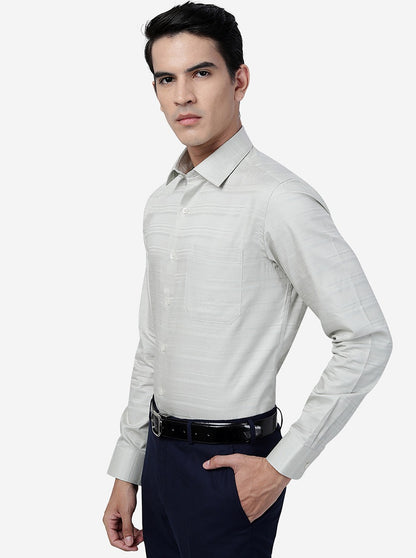 Green Striped Slim Fit Formal Shirt | JadeBlue Youth