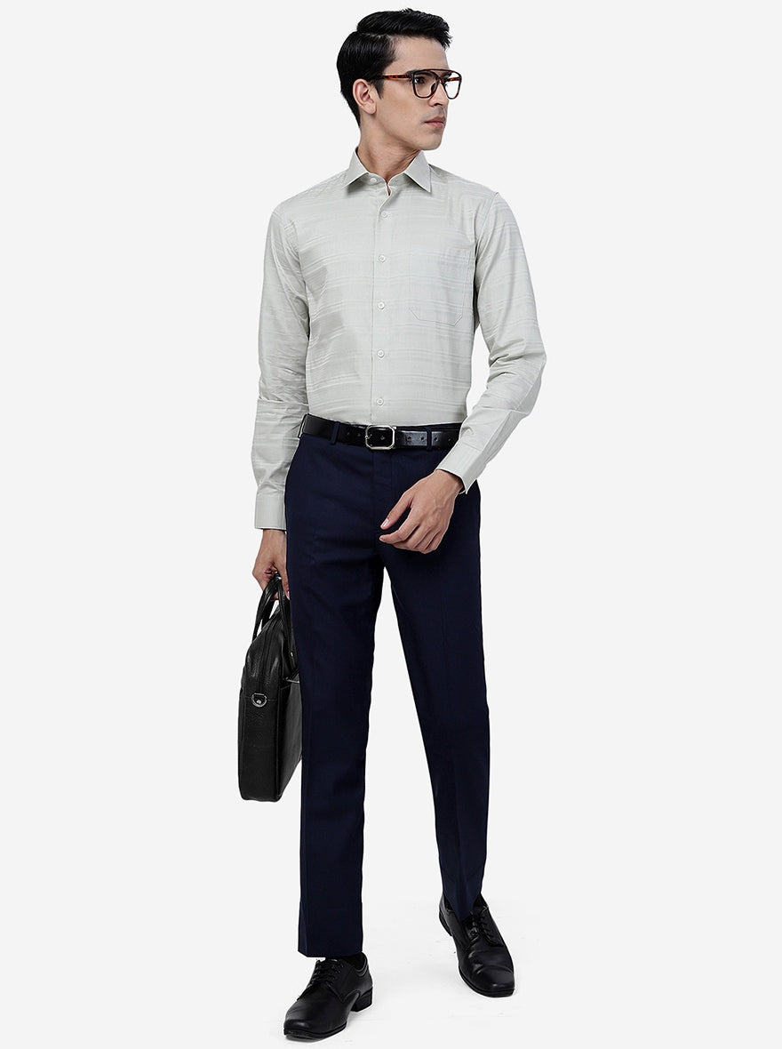 Green Striped Slim Fit Formal Shirt | JadeBlue Youth