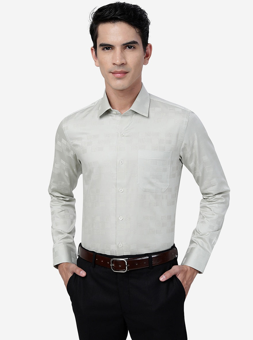 Light Green Solid Slim Fit Formal Shirt | JadeBlue Youth