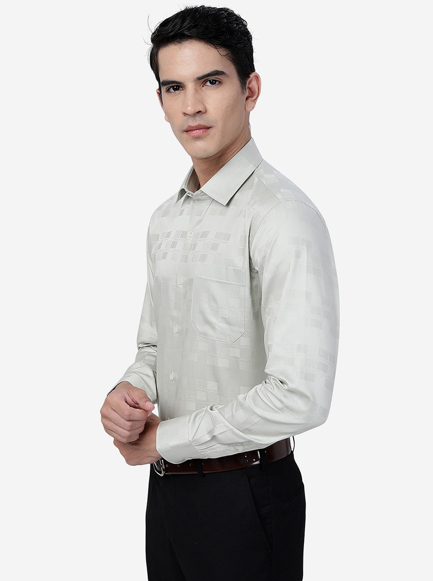 Light Green Solid Slim Fit Formal Shirt | JadeBlue Youth