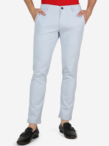 Light Blue Solid Venice Fit Casual Trouser | JadeBlue